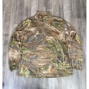 First Lite Merino Wool 1/4 Zip Pullover Mens Large RealTree Max-1 Camo Hunting